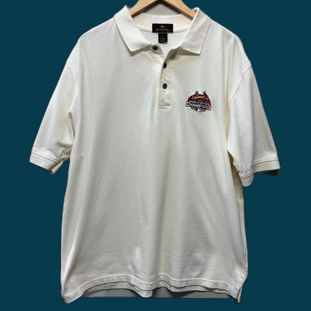 MLB St. Louis Cardinals 2006 World Series Champions White Polo Shirt Sz L